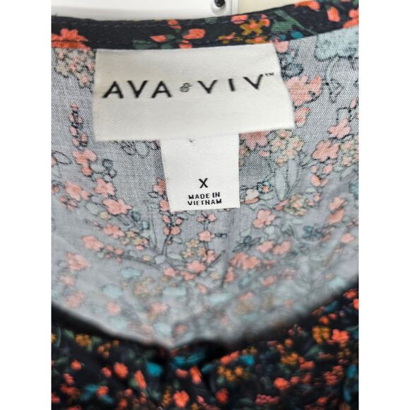 Ava & Viv Women's Plus Size Long Sleeve Tie-Front Babydoll Blouse (X) 14W (392) - Picture 3 of 4